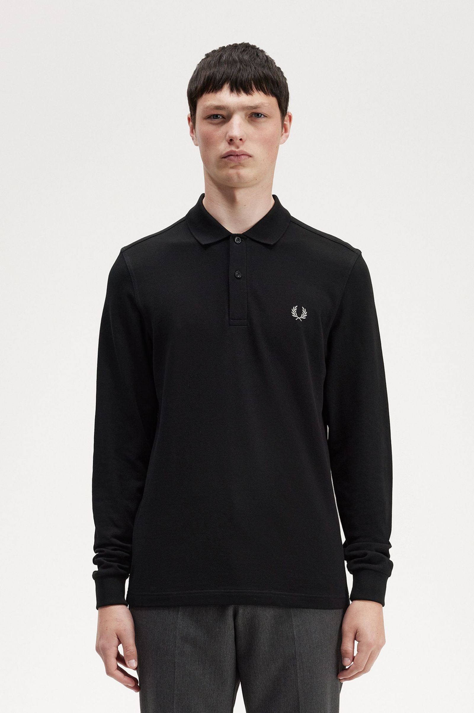 Fred Perry LS Plain Shirt in Black