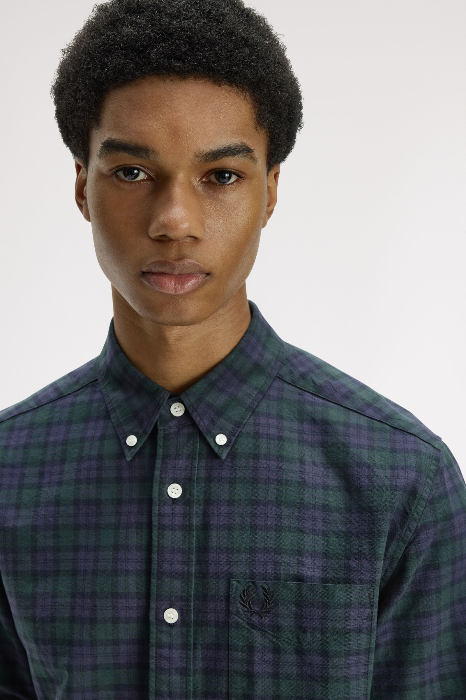 Fred Perry Blackwatch Tartan Oxford Shirt (Blackwatch Tartan)