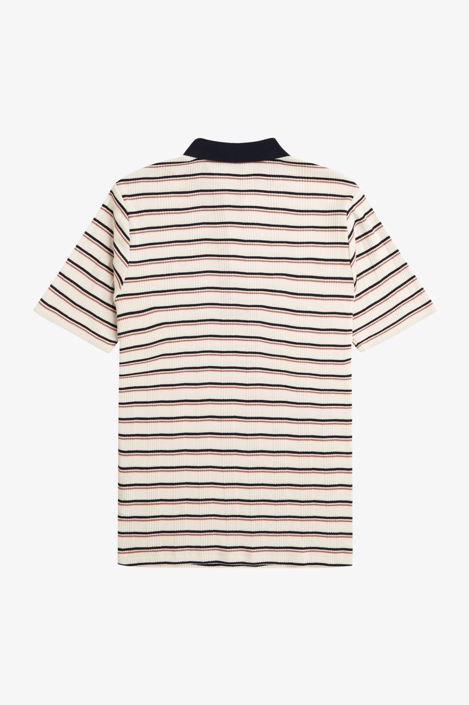 Fred Perry Stibed Ribbed Polo Shirt in Silky Peach