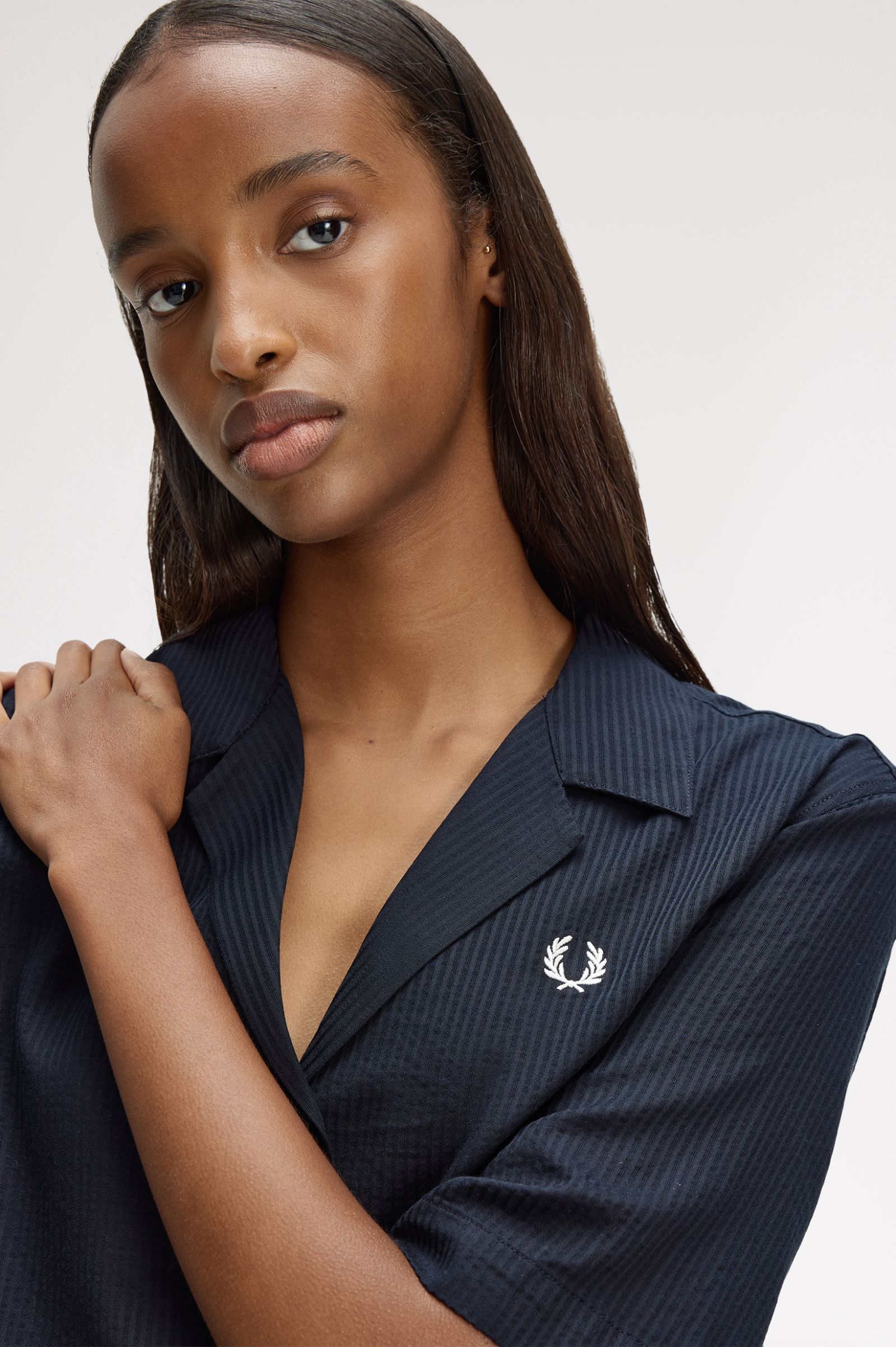 Fred Perry Sheer Stripe Shirt (Navy)