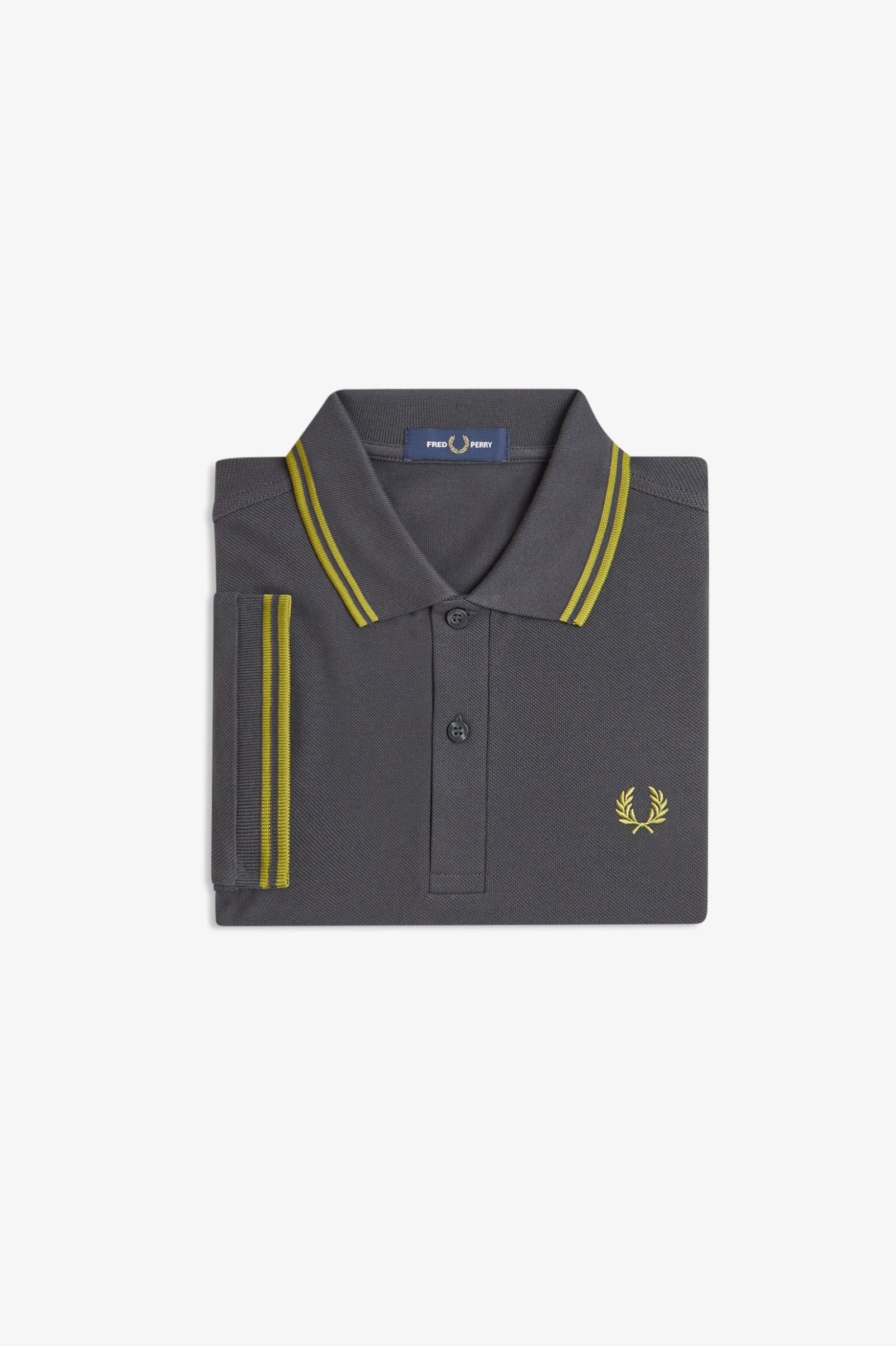 Fred Perry M3600 Twin Tipped Polo Shirt (Anchorgrey/Tennisball Yellow)