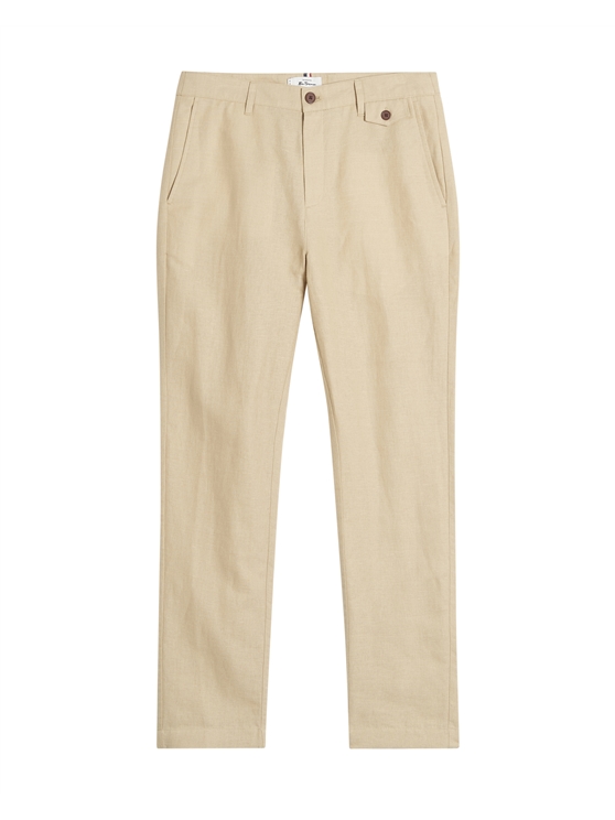Ben Sherman Linen Cotton Trousers in Stone