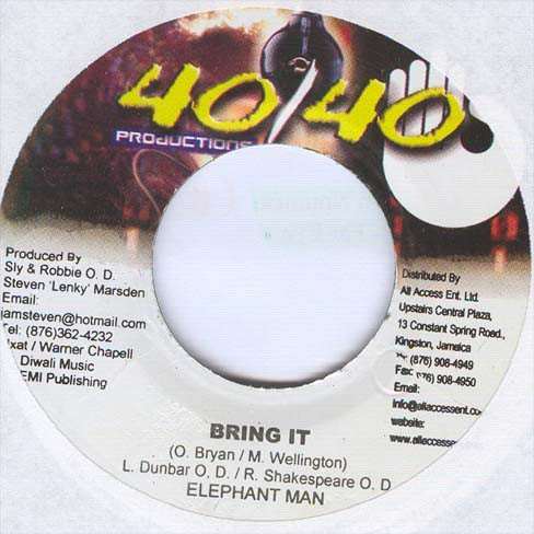 Elephant Man / General Degree – Bring It / Nuh Fraid A Dem (7")                            