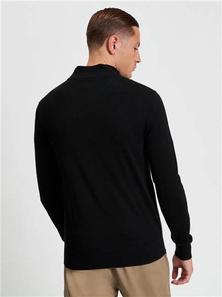 Ben Sherman Merino Half Zip (Black)
