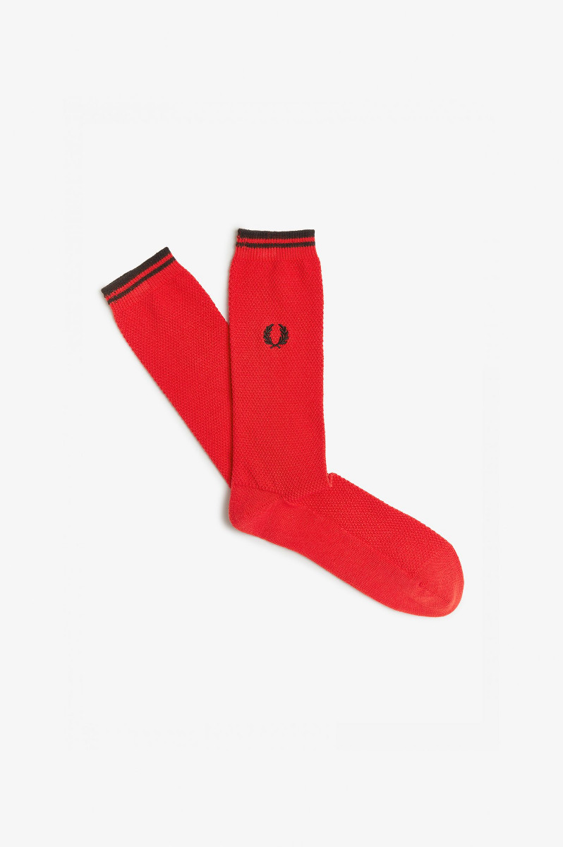 Fred Perry Tipped Socks Black/Racing Red-9-11