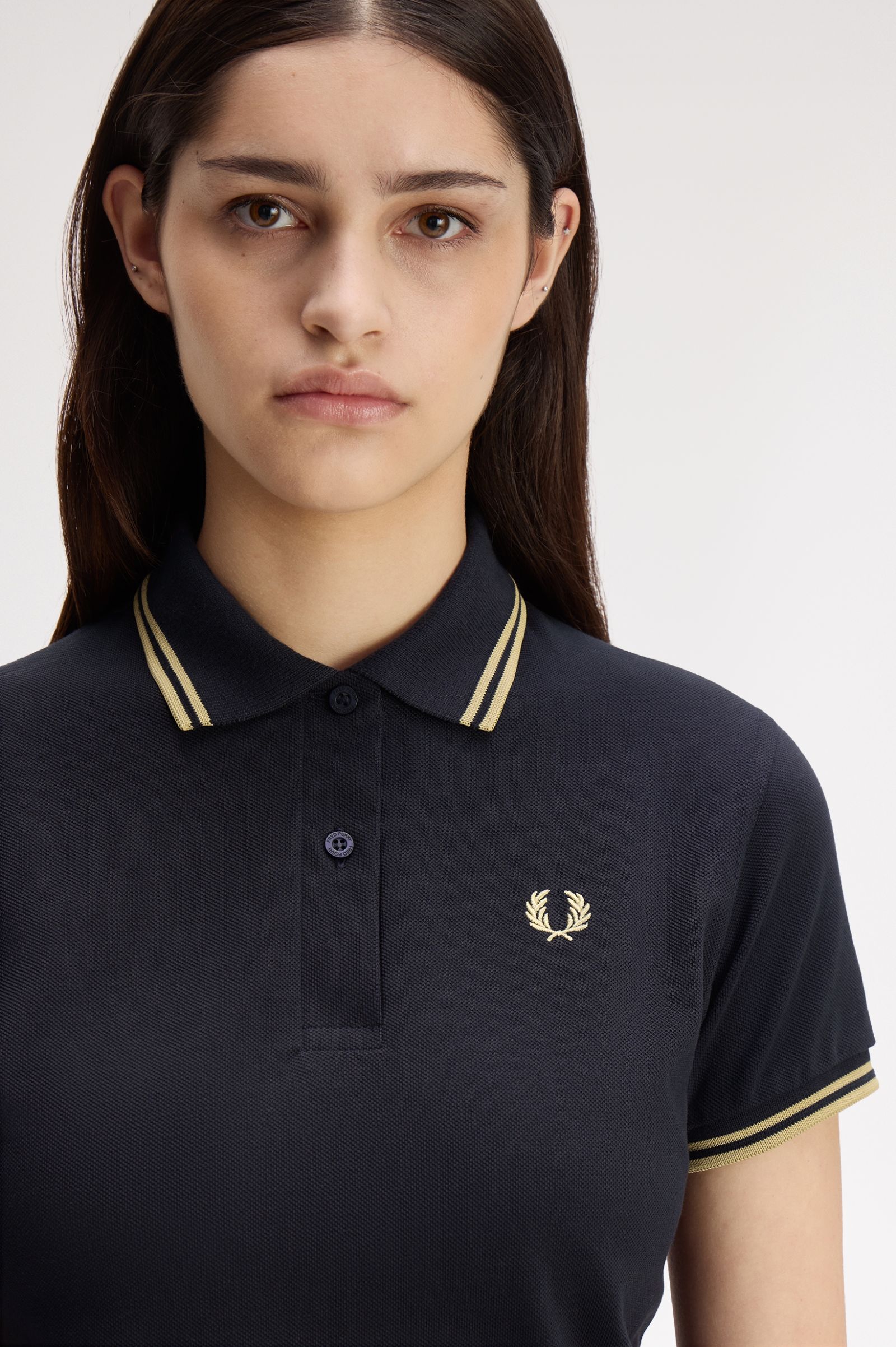 Fred Perry Made in England G12 Twin Tipped Polo Shirt (Navy/Champagne/Champagne)