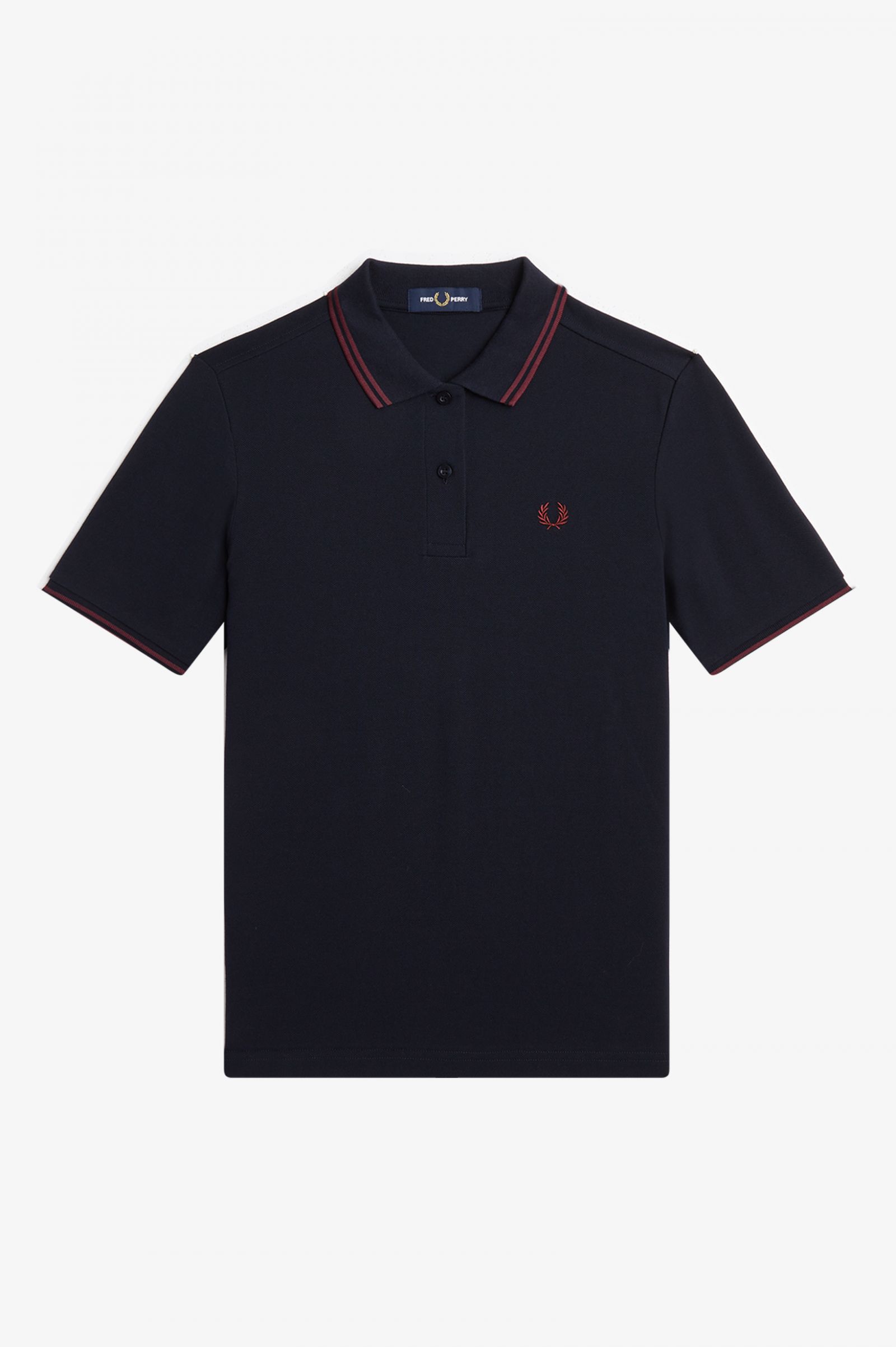 Fred Perry G3600 Twin Tipped Shirt in Navy/ Oxblood