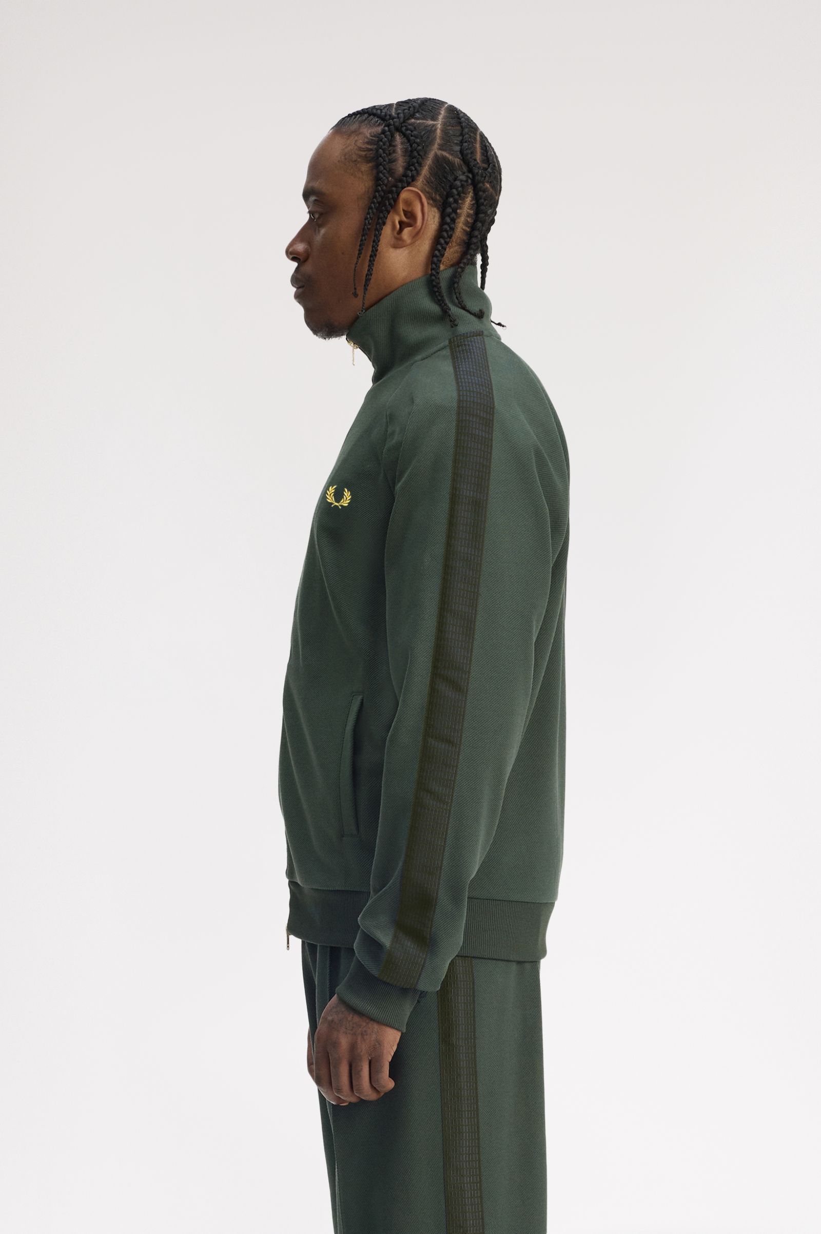 Fred Perry Dash Taped Track Jacket (Court Green)