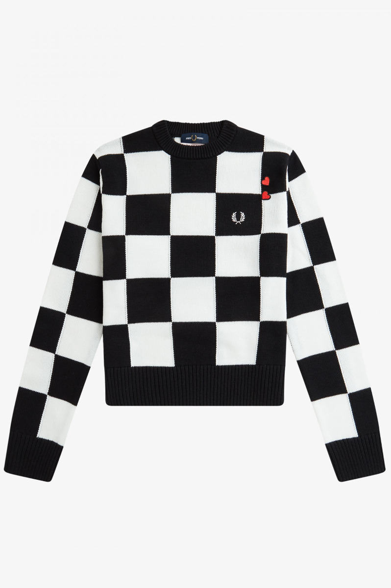 Fred Perry DamenPullover Checkerboard Black