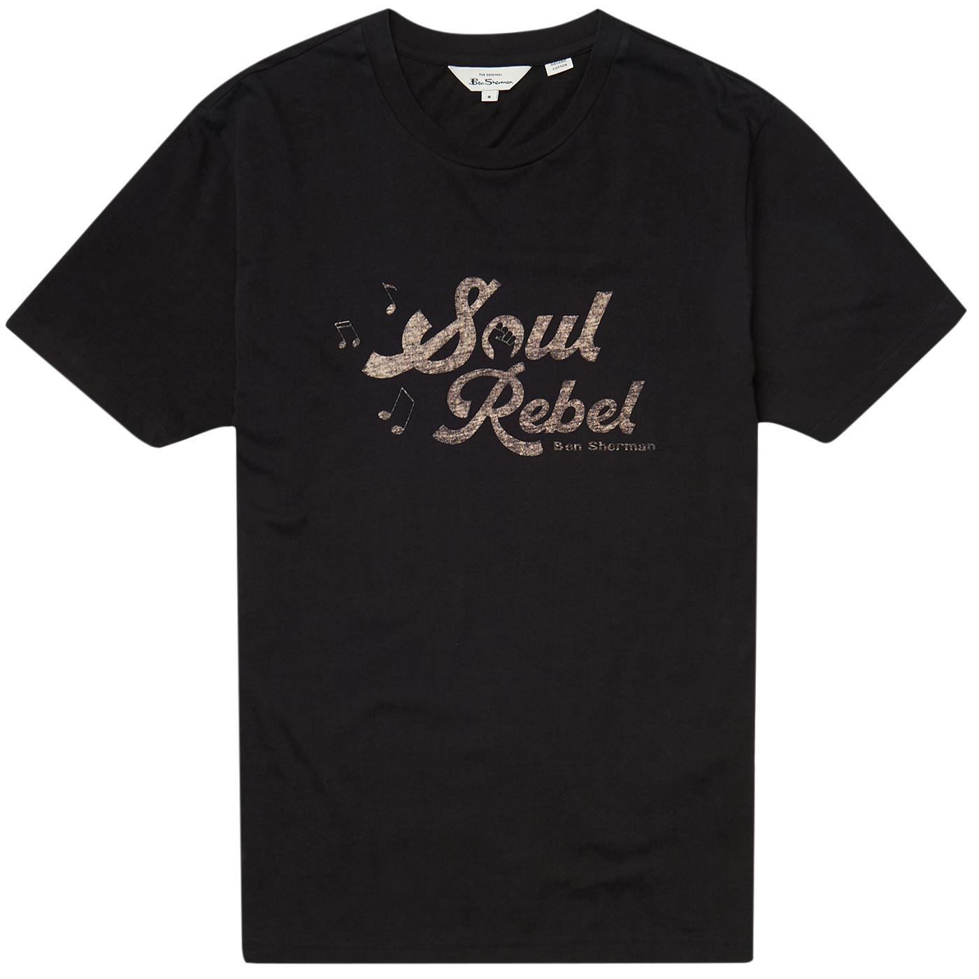 Ben Sherman  Soul Rebel  Logol Retro 70s Style Herren T-Shirt (Schwarz)