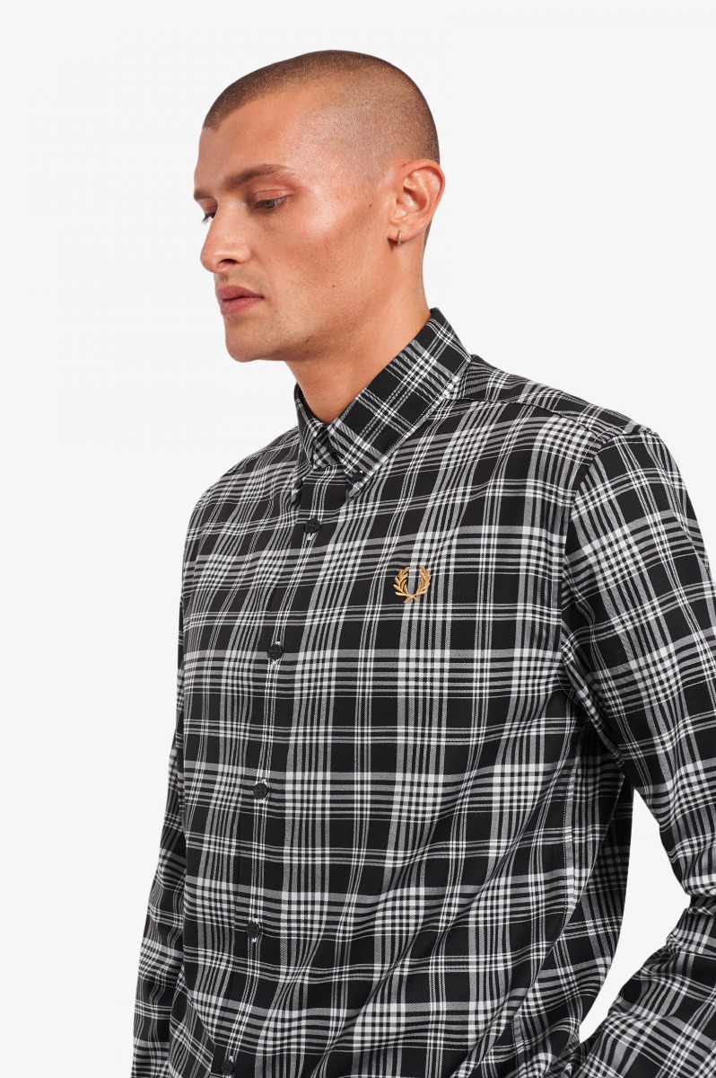 Fred Perry Hemd Monochrome Check Black M1554-L