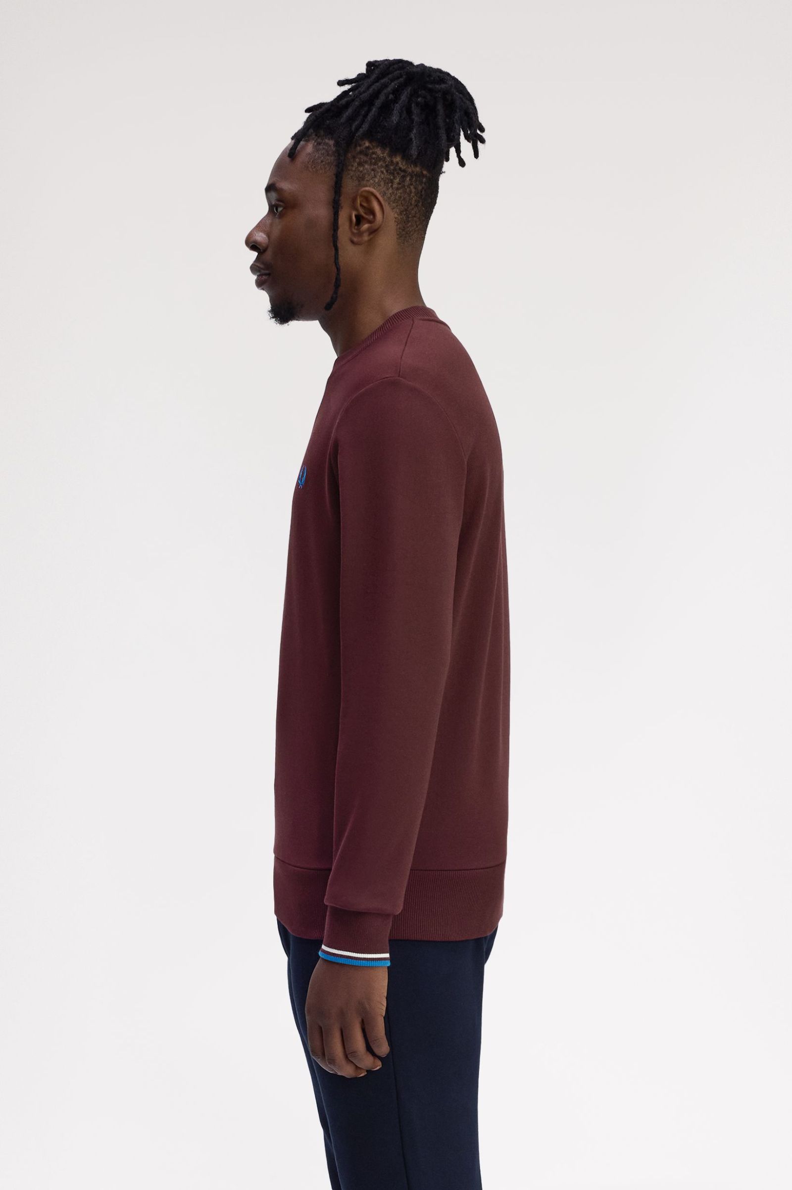 Fred Perry Crew Neck Sweatshirt (Oxblood/Ecru/Courtblue)