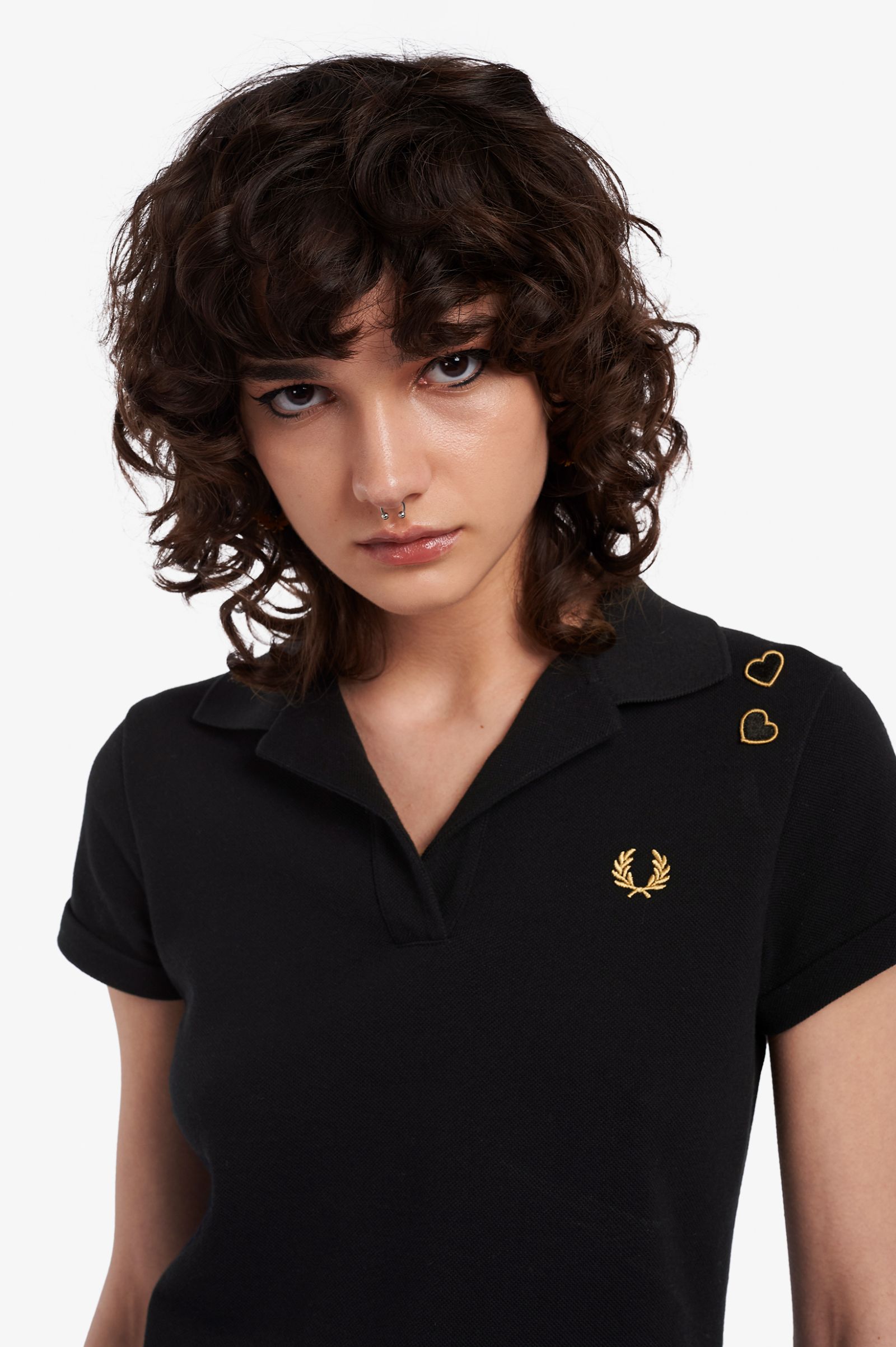 Fred Perry Amy Winehouse Foundation Piqué-Hemd mit offenem Kragen