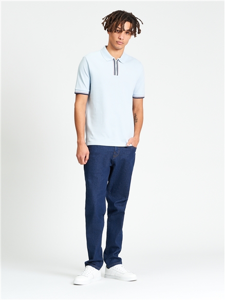 Ben Sherman Short Sleeve Placket Interest Polo (Powder Blue)