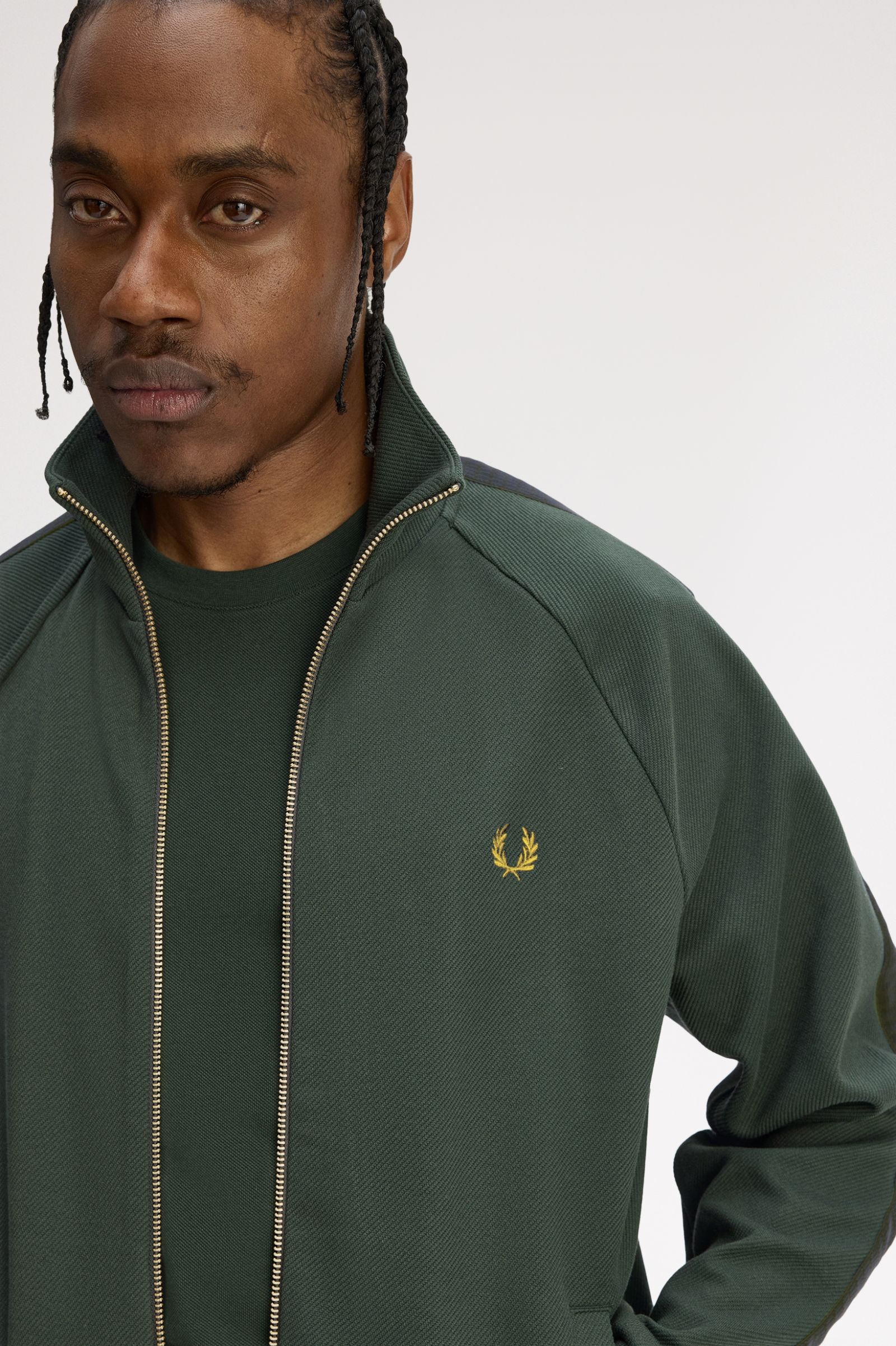 Fred Perry Dash Taped Track Jacket (Court Green)