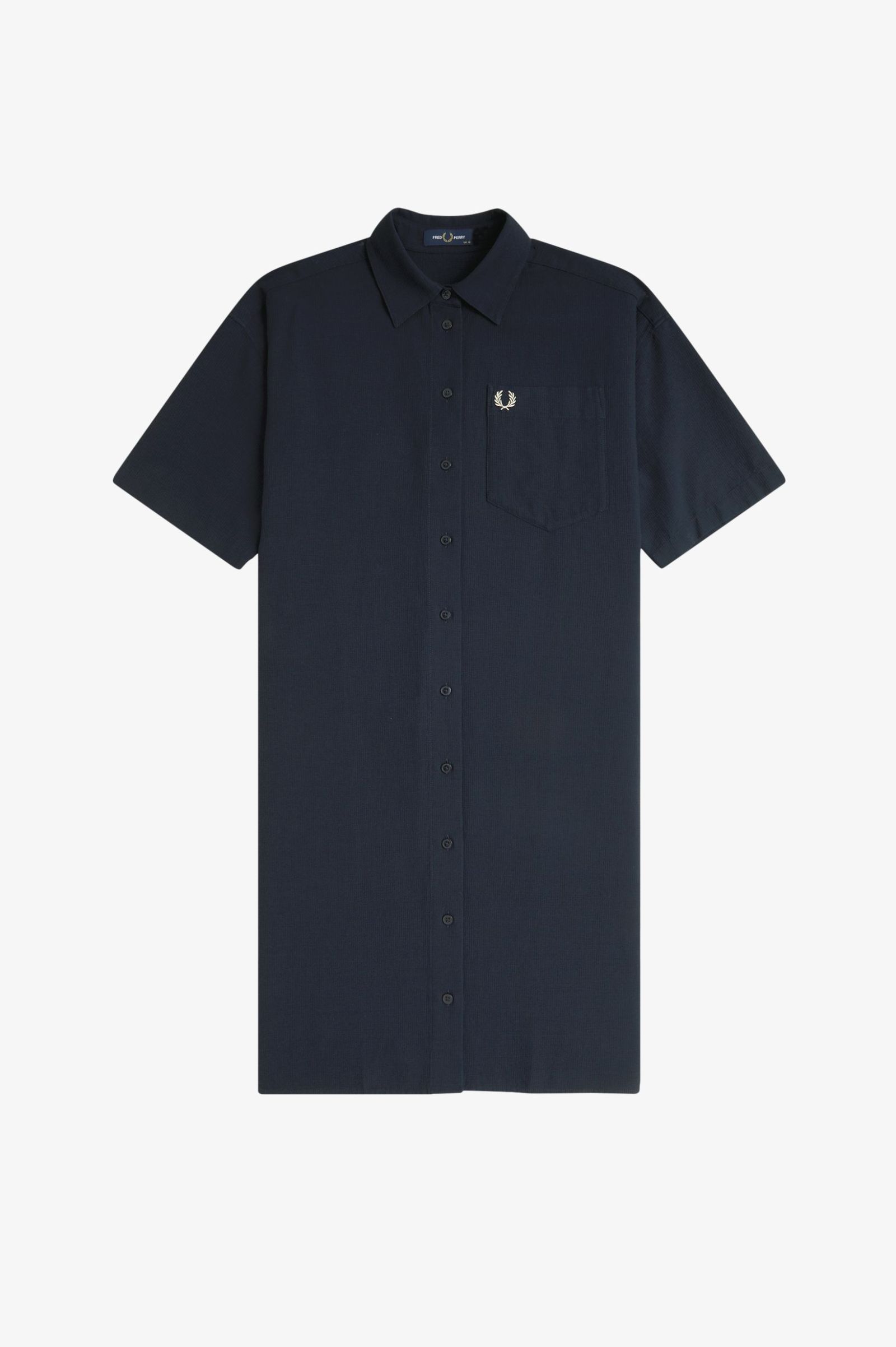 Fred Perry Seersucker Shirt Dress in Navy