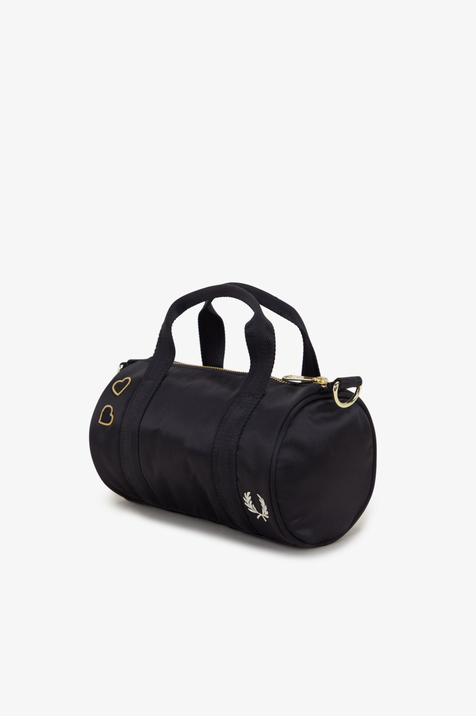 Fred Perry Amy Winehouse Mini Satin Barrel Bag in Black 