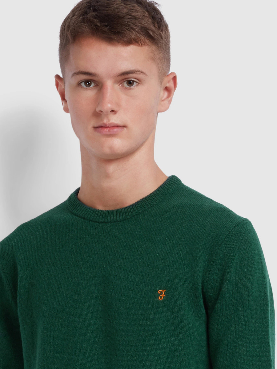 Farah Rosecroft Lambswool Crew Neck Jumper Bright Emerald -M