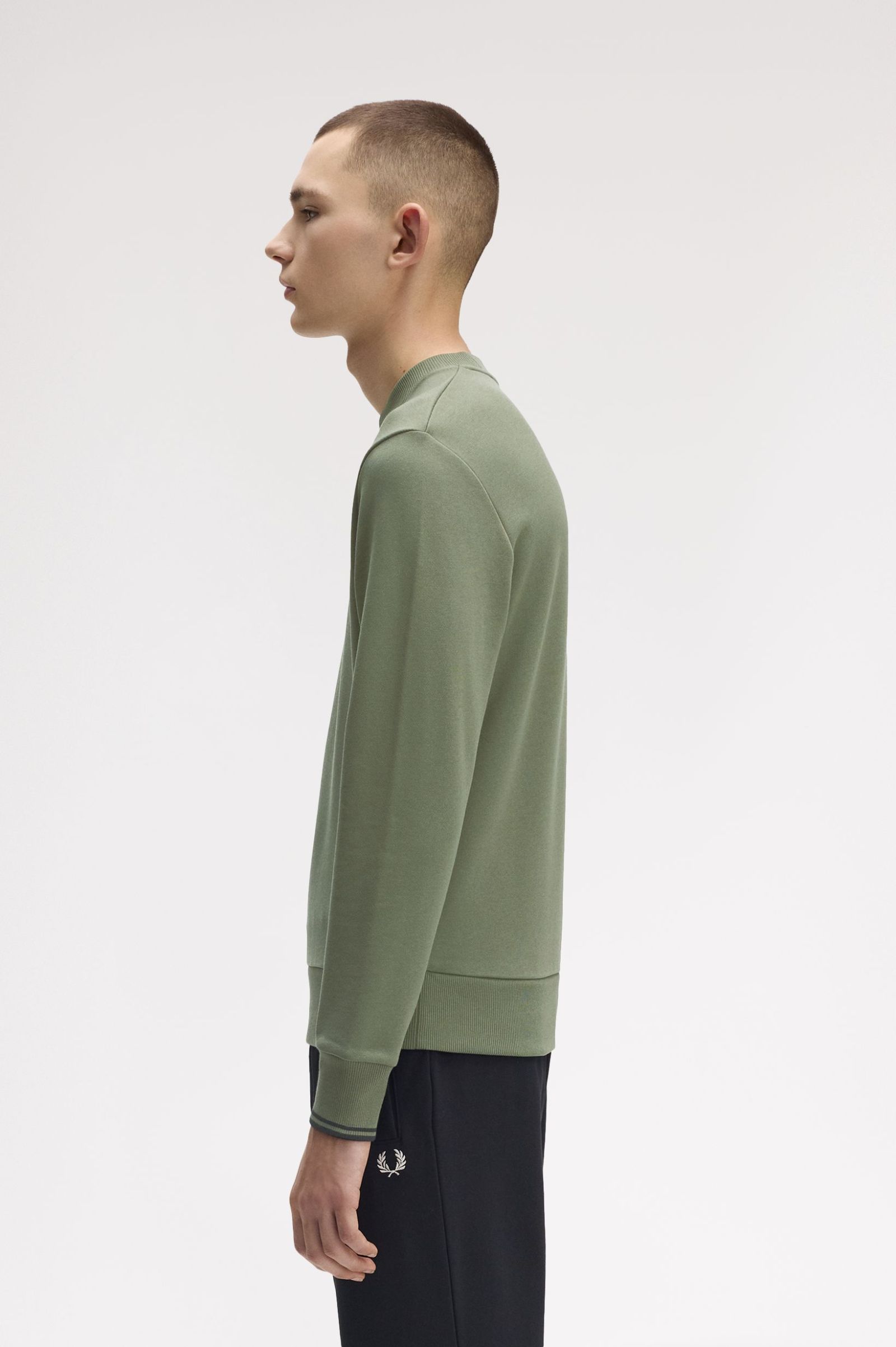 Fred Perry Crew Neck Sweatshirt (Laurelwreathgreen/Black)