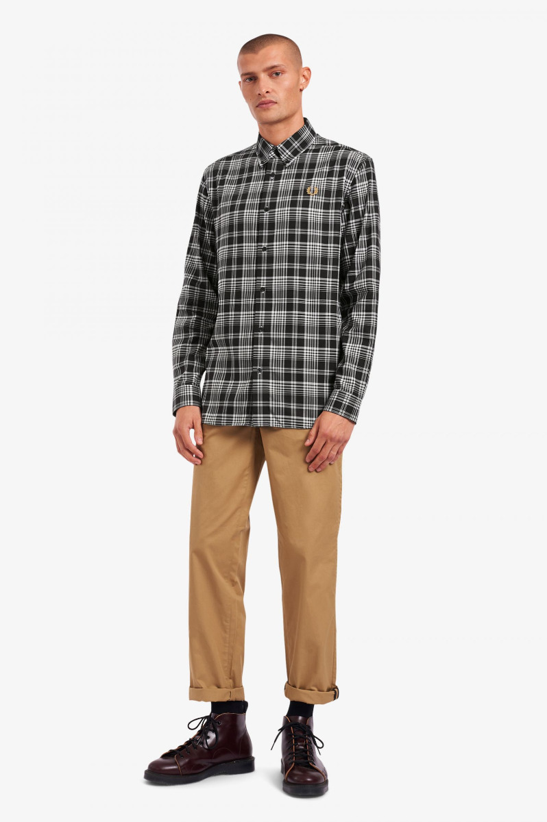 Fred Perry Hemd Monochrome Check Black M1554-L