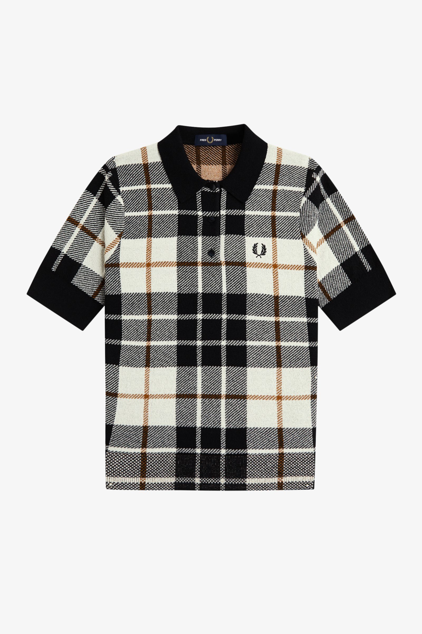 Fred Perry Boucle Tartan Knitted Shirt (Ecru)