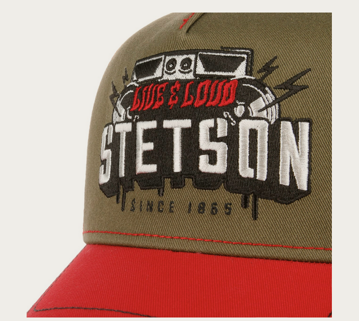 Stetswon Festival Live and Loud Trucker Cap in Beige-Red