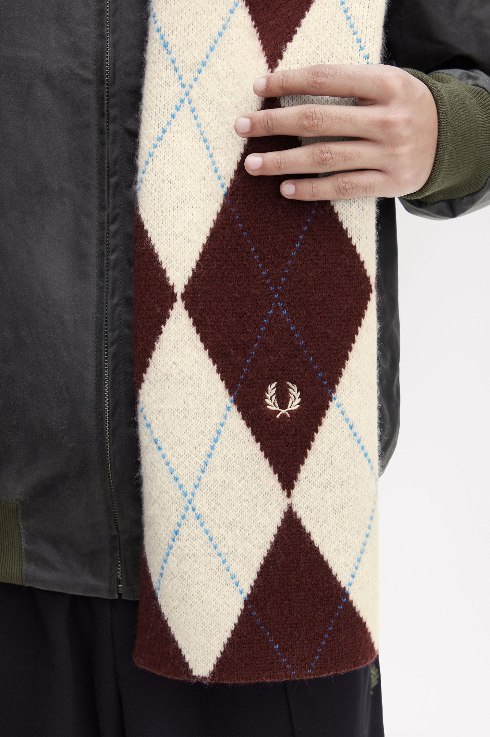 Fred Perry Brushed Argyle Scarf (Ecru)