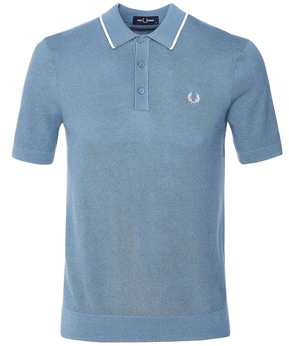 Fred Perry Tipped Knitted Shirt Ash Blue-M