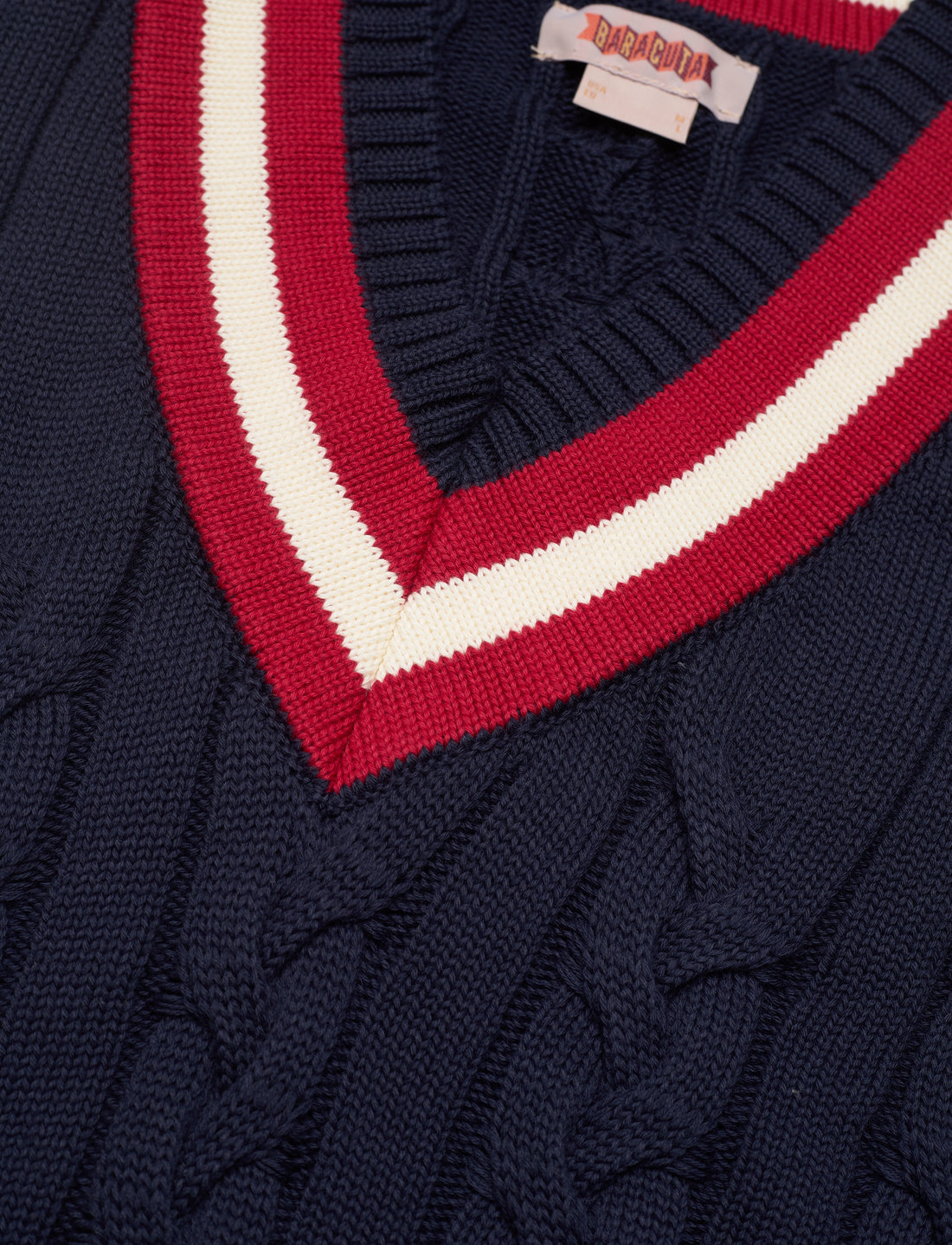 Baracuta Cable Vest in Navy