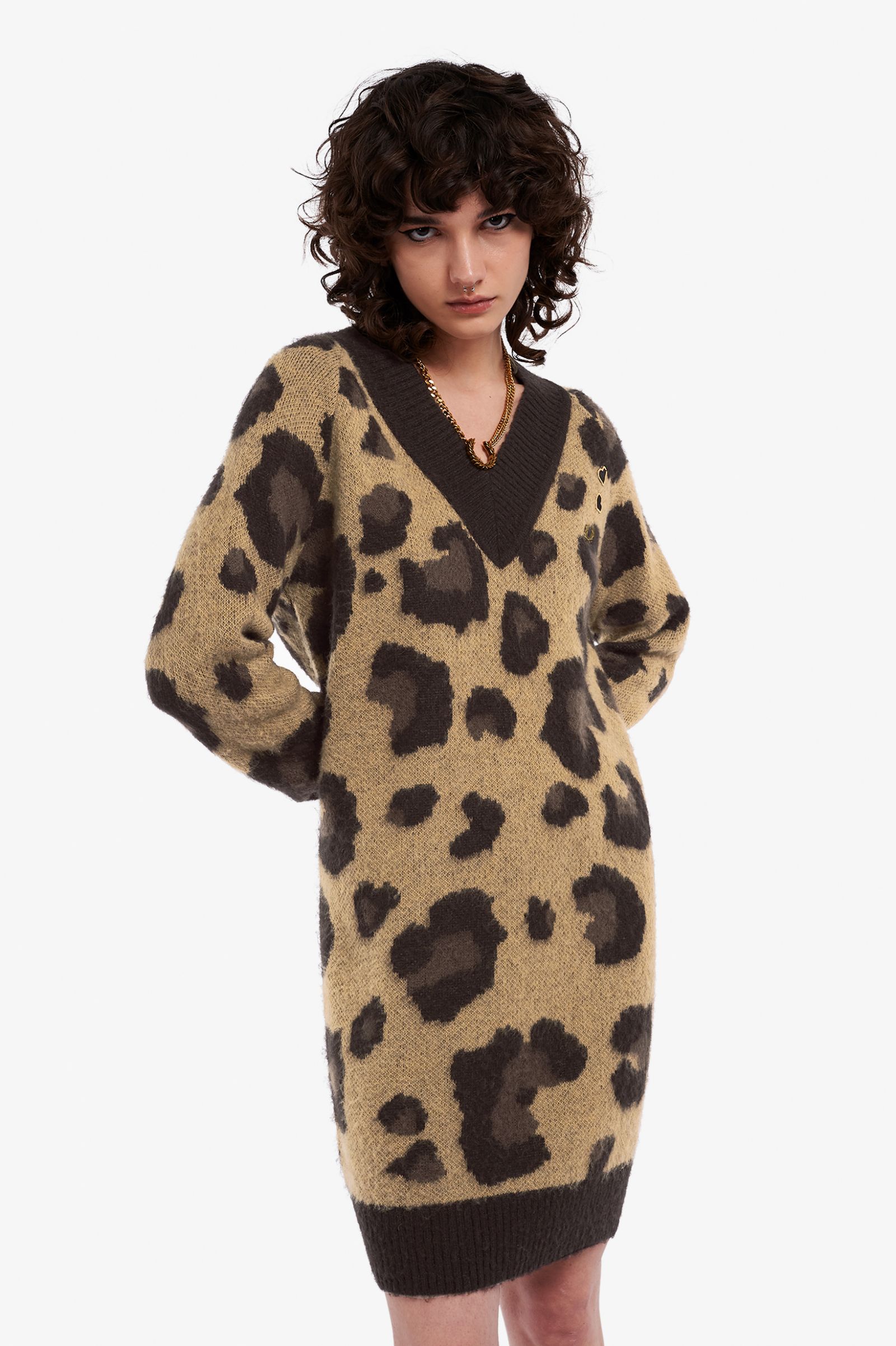 Fred Perry Amy Winehouse Foundation Leopard Knitted Dress