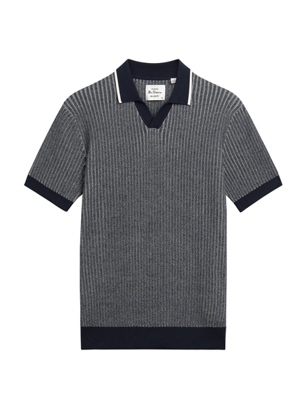 Ben Sherman Short Sleeve Bi Coloured Textured Polo (Dark Navy)