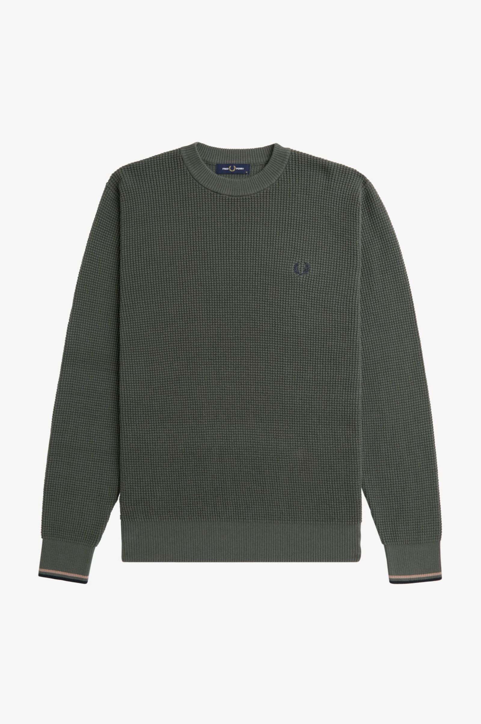Fred Perry Waffle Stitch Jumper Field Green