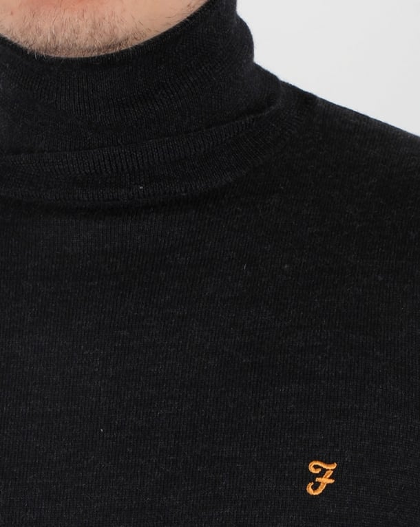 Farah Merino Wool Roll Neck Sweater Gosforth (Black)