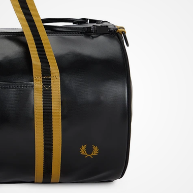 Fred Perry Tipped Classic Barrel Bag (Black/Gold)