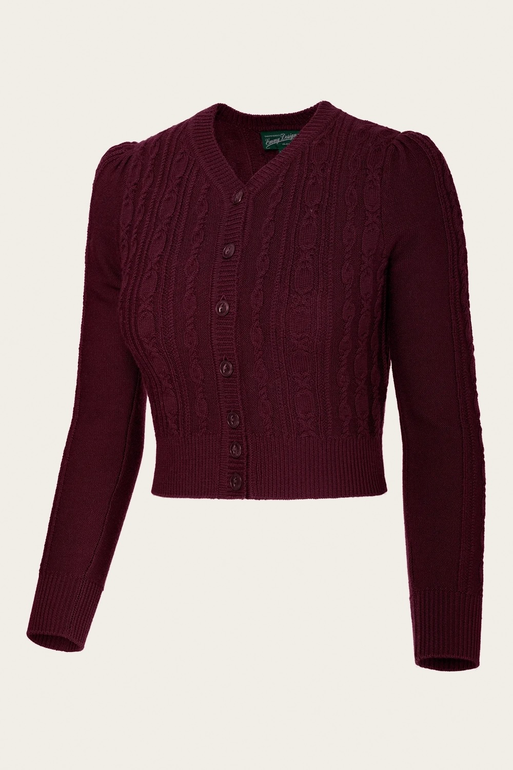 Emmy Design The Ice Skater Cardigan (Black Cherry Wool)