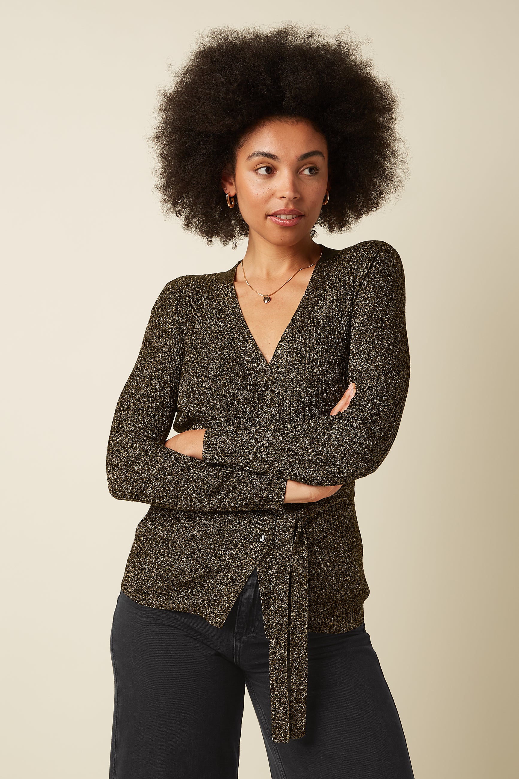 King Louie Mila Rib Cardi Fete (Gold)