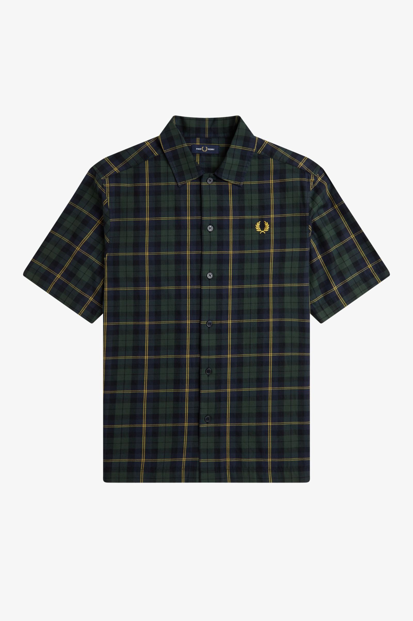 Fred Perry Tartan Twill Short Sleeve Shirt in in Navy 