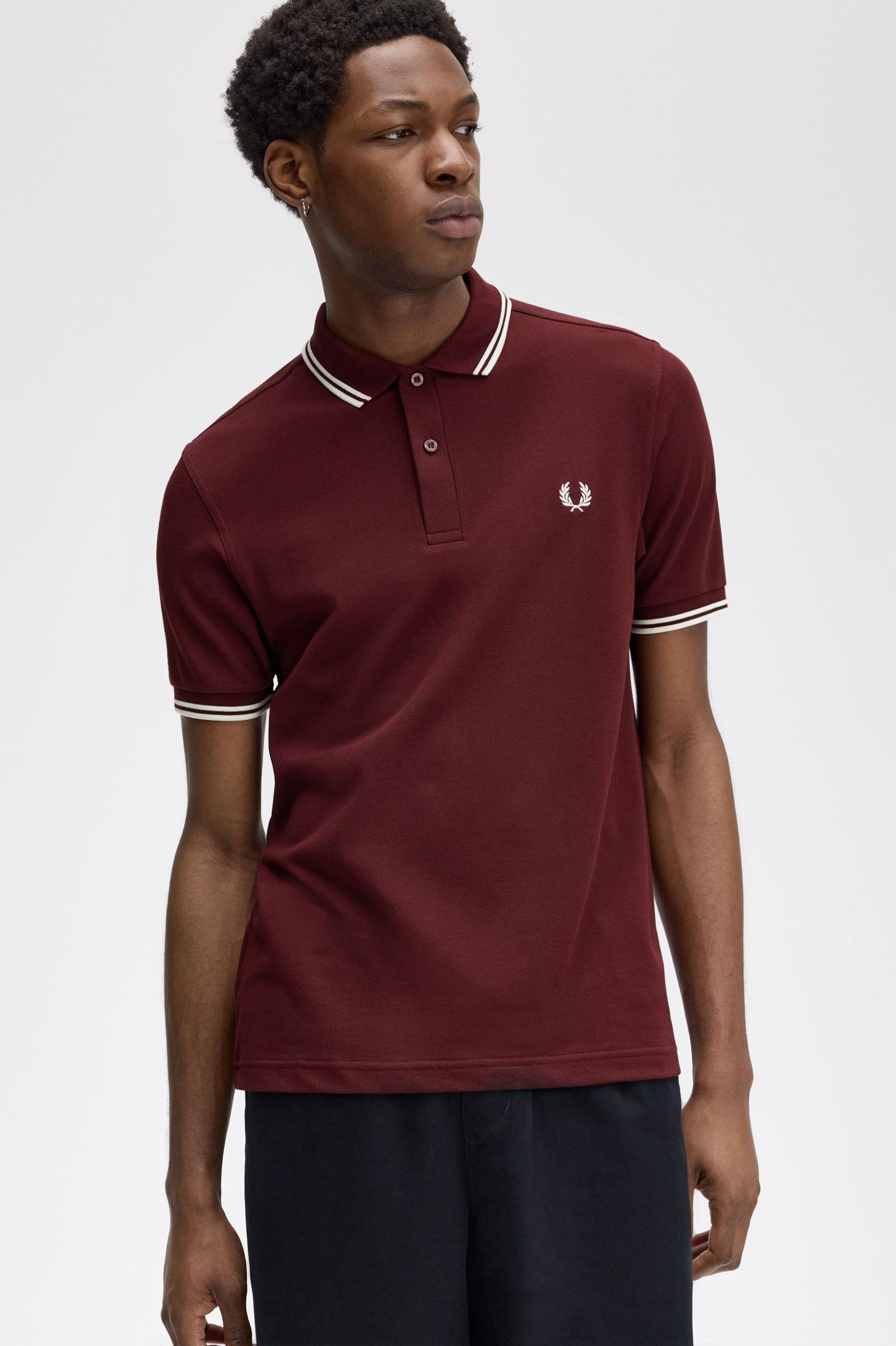 Fred Perry Twin Tipped Shirt in Oxblood