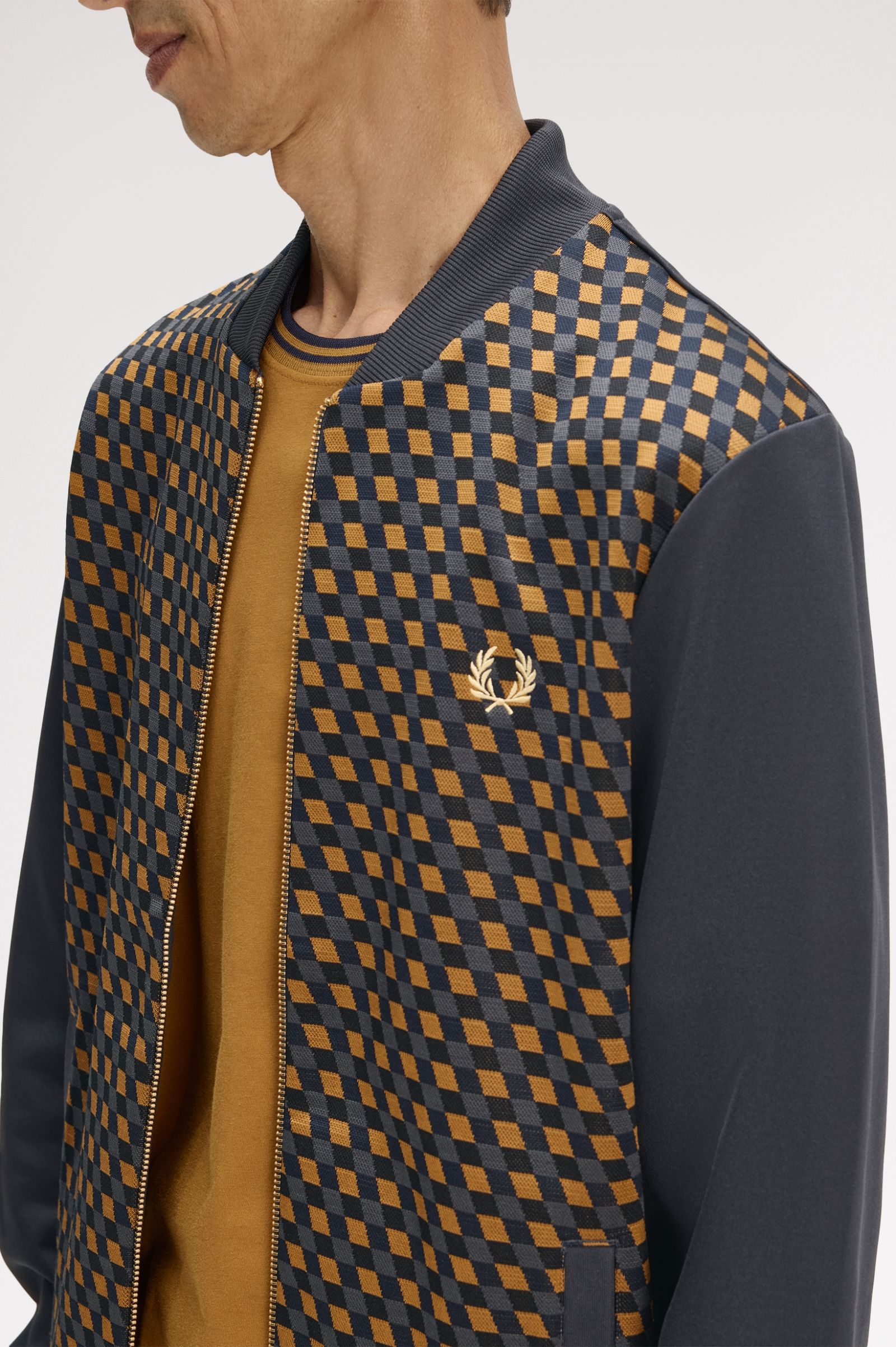 Fred Perry Geometric Track Jacket (Anchor Grey)