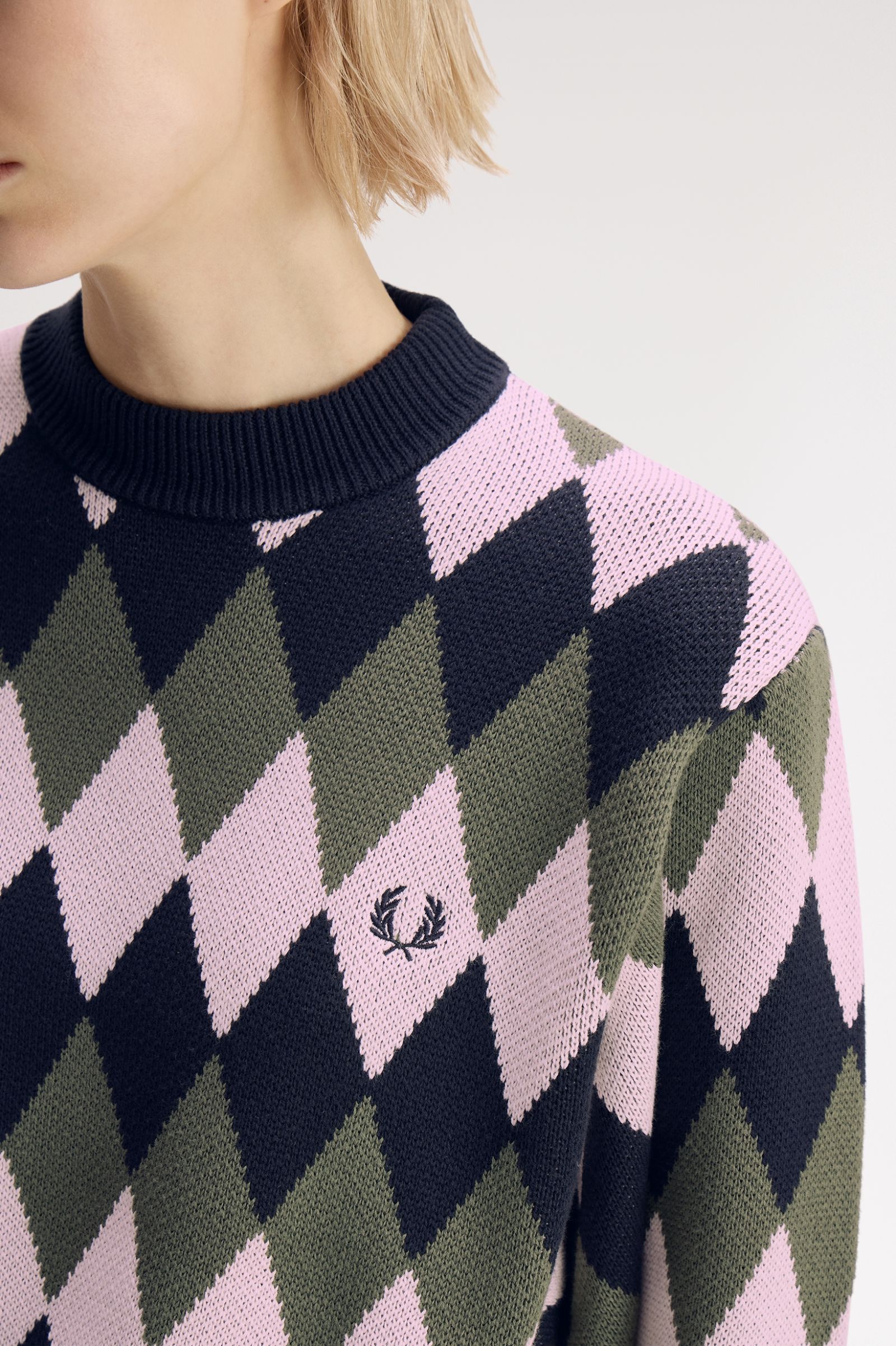 Fred Perry Diamond Jacquard Jumper (Navy)