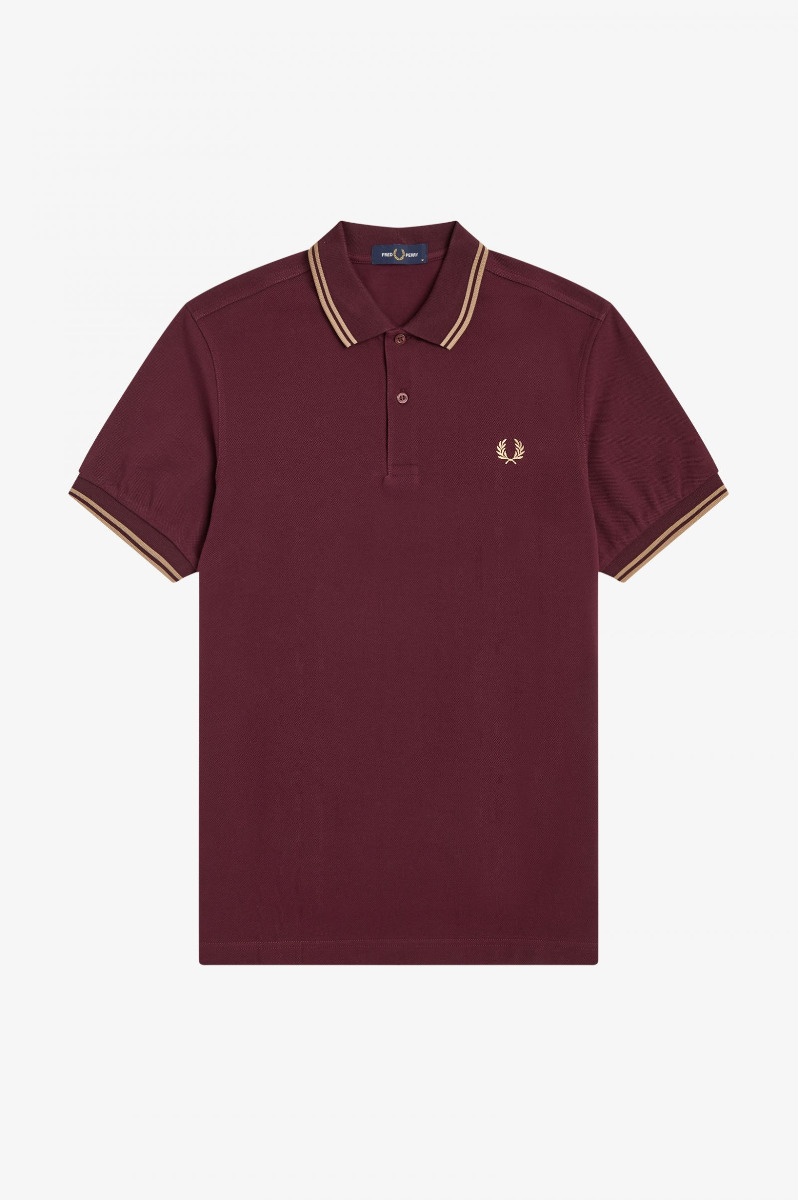 Fred Perry Twin Tipped Poloshirt M3600 Mahogany/Warm Grey