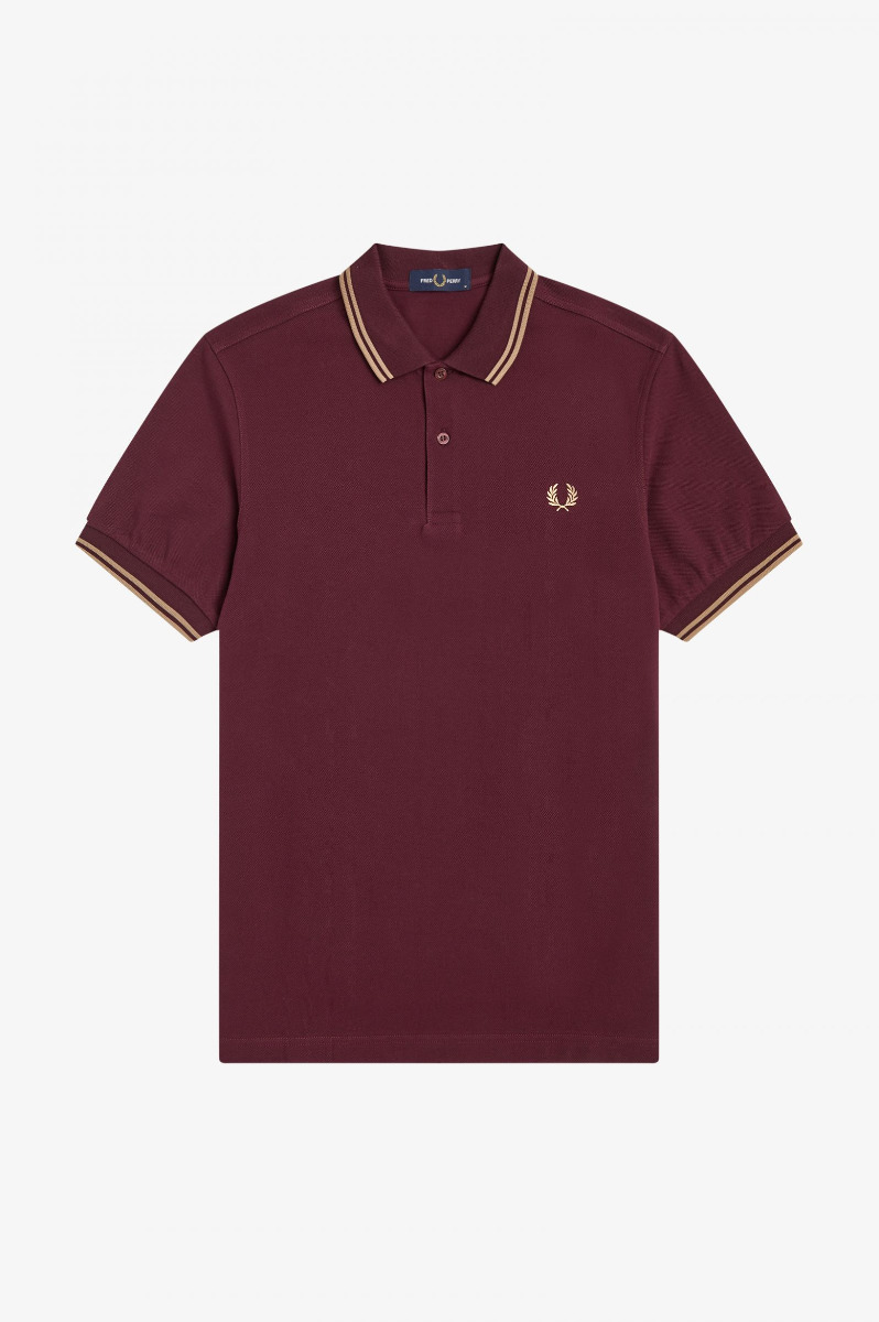 Fred Perry Twin Tipped Poloshirt M3600 Mahogany/Warm Grey