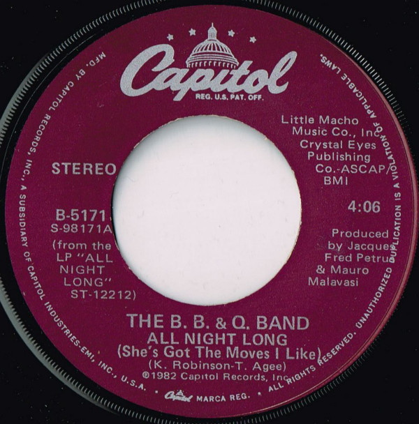 The B.B. & Q Band - All Night Long / Children Of The Night (7")