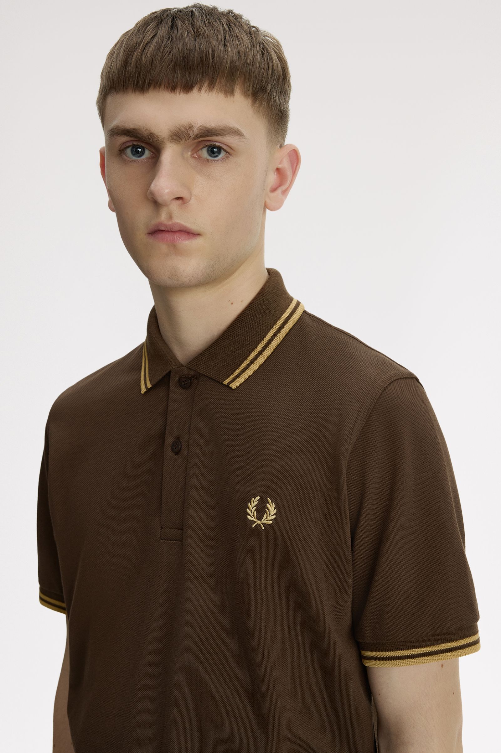 Fred Perry Made in England Twin Tipped Fred Perry Shirt (Burned Tobacco/Champagne/Champagne)