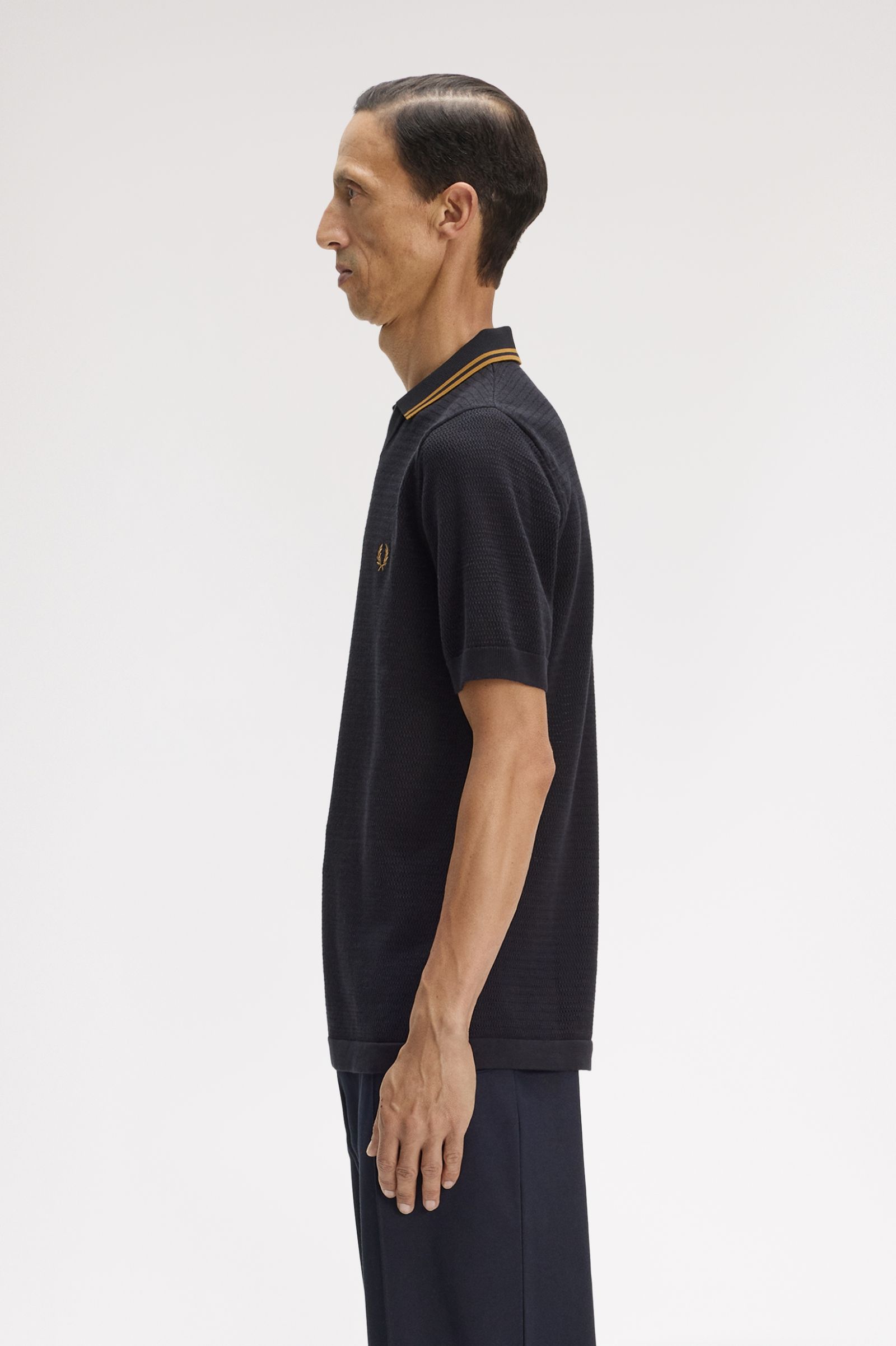 Fred Perry Pointelle Knitted Shirt (Black)