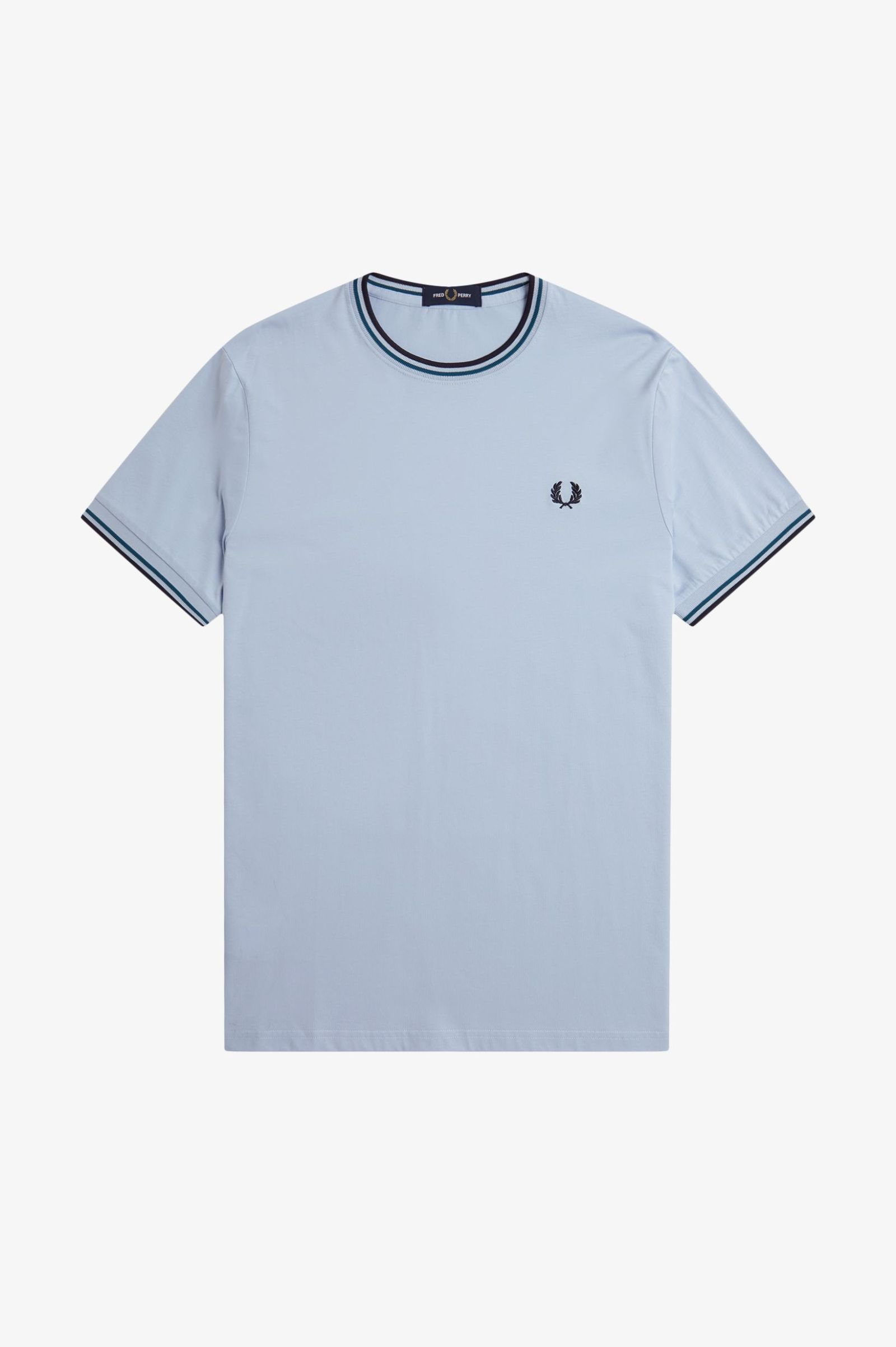 Fred Perry Twin Tipped T-Shirt in Light Smoke/Petrol Blue/Navy 