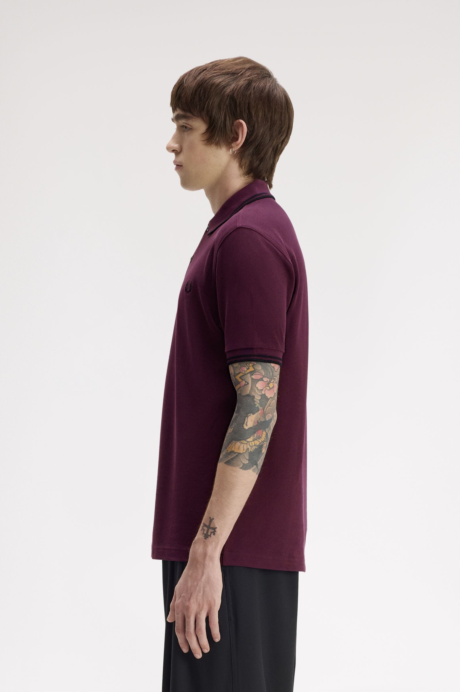 Fred Perry M3600 Twin Tipped Polo Shirt (Plum/Black)