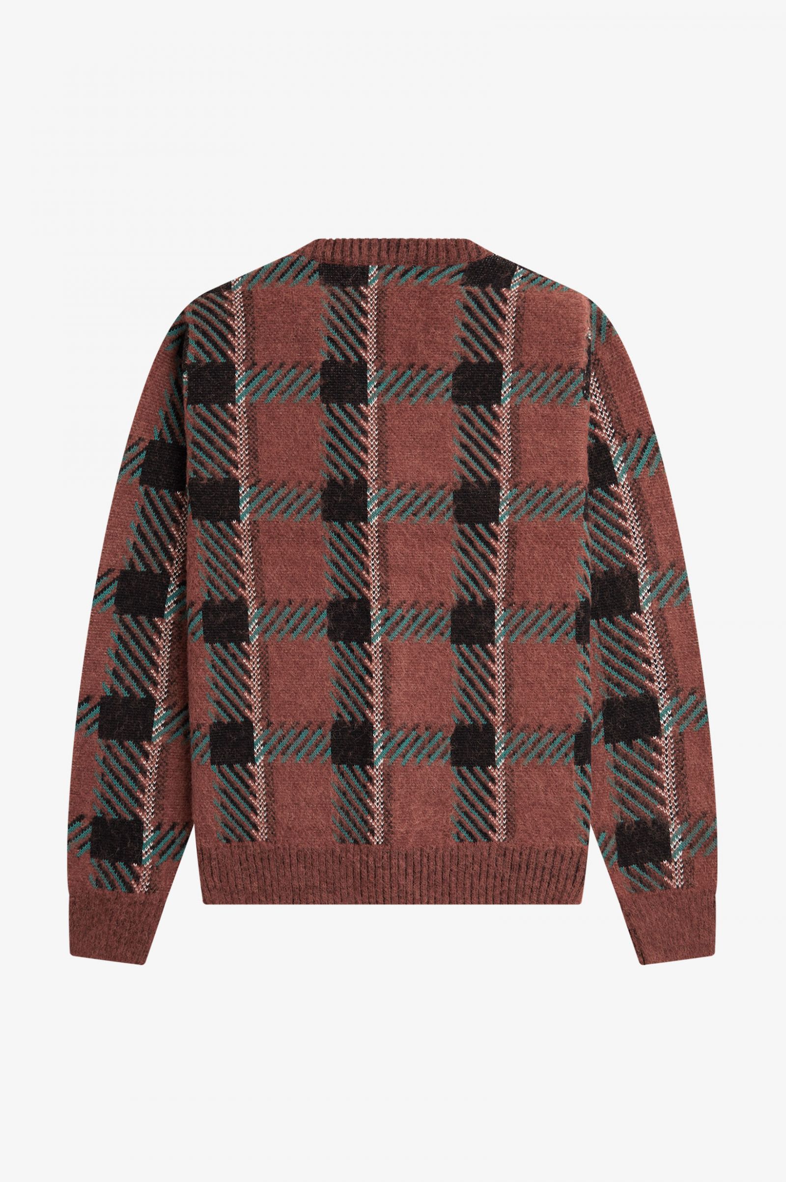 Fred Perry Glitch Tartan Cardigan in Whisky Brown
