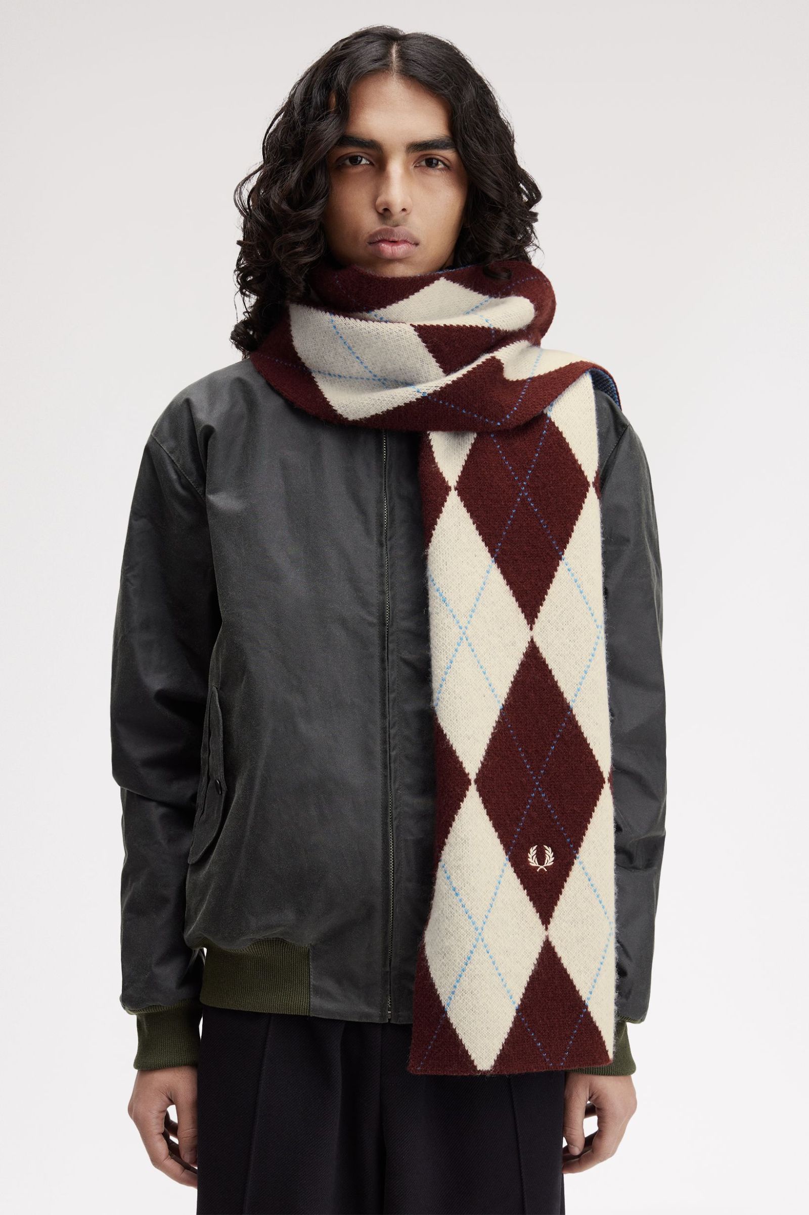 Fred Perry Brushed Argyle Scarf (Ecru)