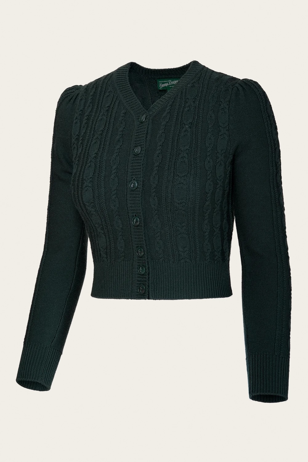 Emmy Design The Ice Skater Cardigan (Dark Bottle Green Wool)